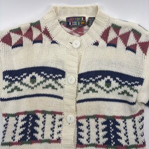 Paris sport club cardigan womens Medium button front sweater 80s vintage